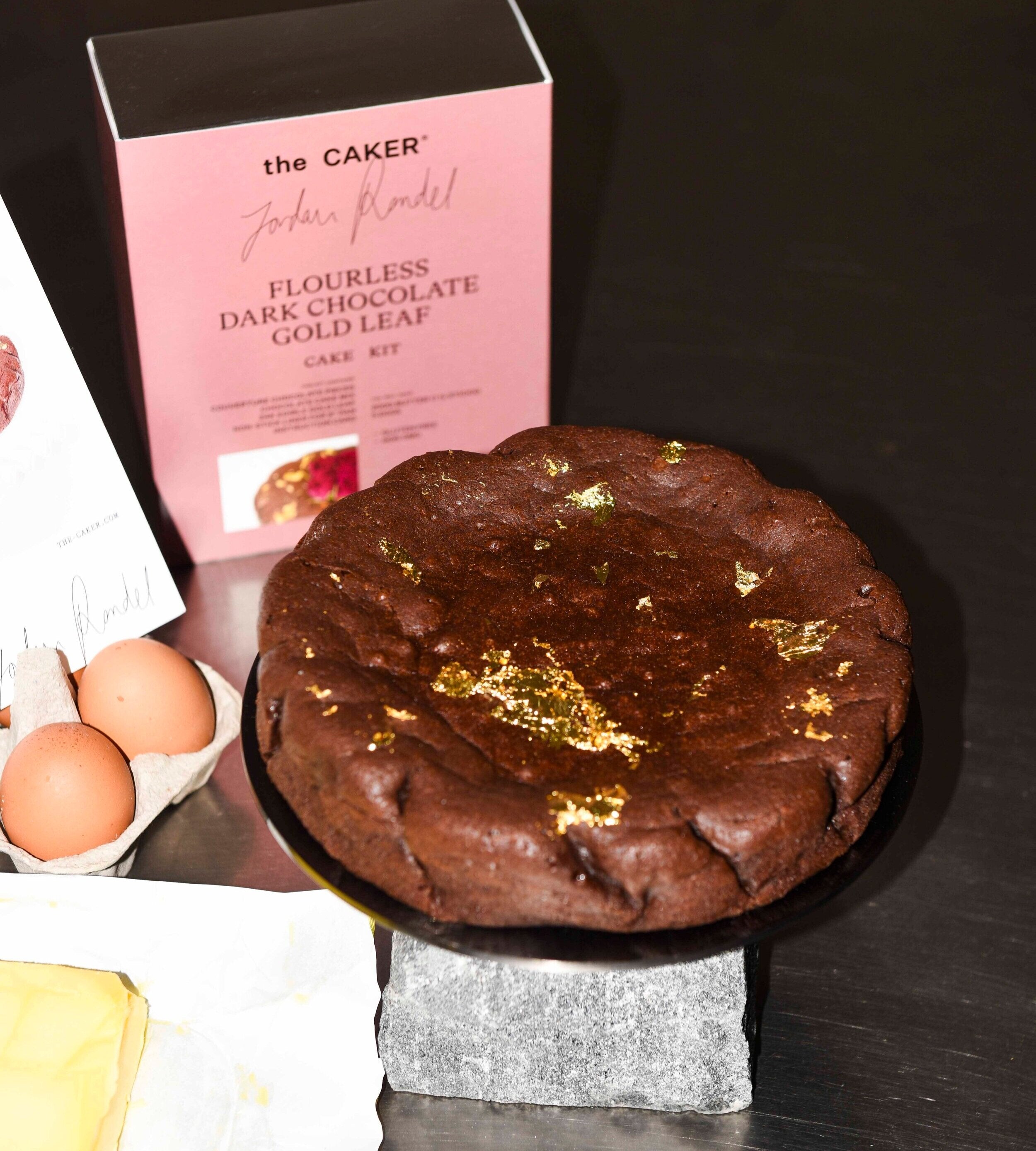 The Caker Flourless Dark Chocolate Gold Leaf Cake Kit